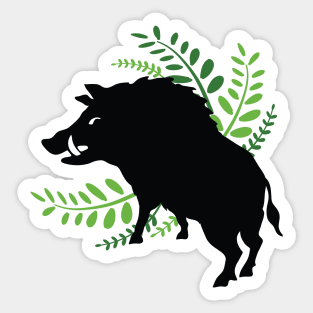 Wild Boar and Fern Design Sticker